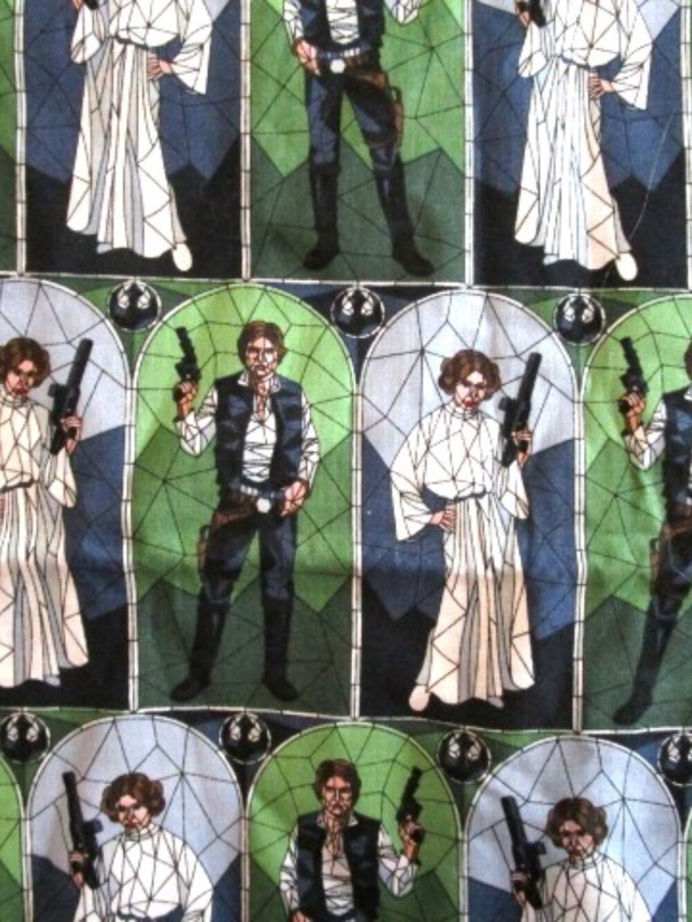 Cotton Fabric-Star Wars Princess Leia and Han Solo Stained Glass-1 Yard 44" Wide